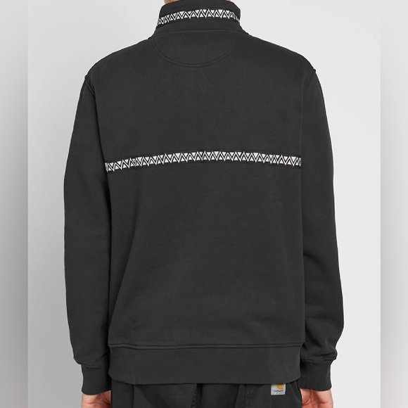 STUSSY WOVEN TAPE MOCK NECK 1/4 ZIP-UP (BLACK) - Picture 2 of 10